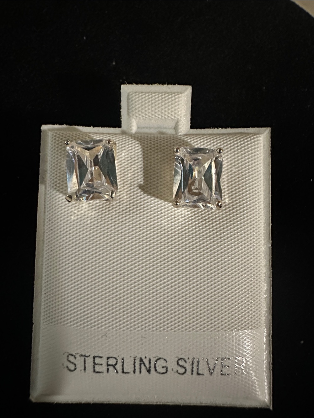 Sterling Silver Clear Cubic Zirconia Stud Earrings - Classic White